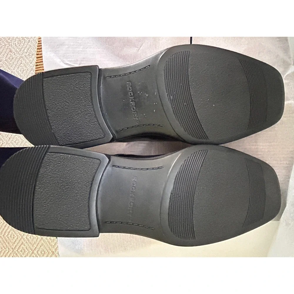 DRESSPORTS Engineered by Rockport Black Leather Square Toe Dress Shoes‎